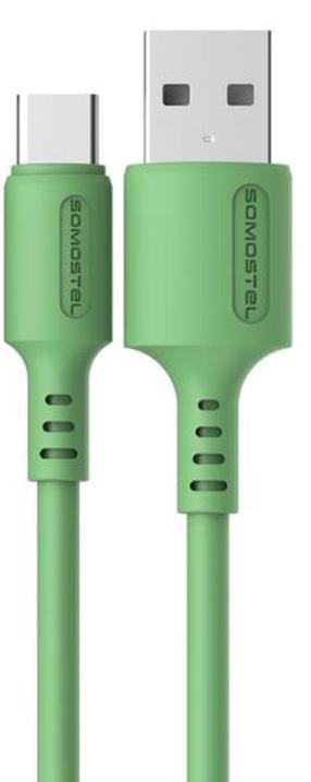 Įkrovimo laidas Somostel SMS-BP06, USB/USB-C, 120 cm, žalia sp.
