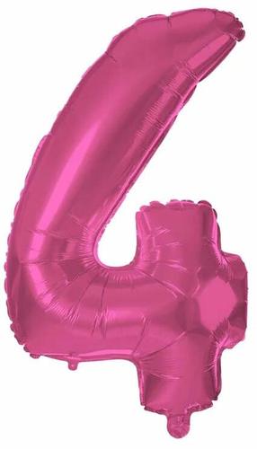 Folijas balons cipars 4, rozā krās.