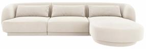 Kampinė sofa Cosmopolitan Design Tulum Velvet Bluvel 22, šviesiai smėlinė, dešininė, 156 x 255 cm x 70 cm