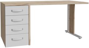 Rakstāmgalds ar atvilktnēm Forte, 160 cm x 72.8 cm, 80 cm, ozola krās./balts krās.