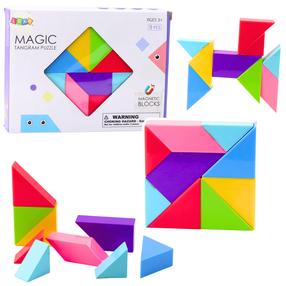 Магнитная игрушка, пазл Lean Magic Tangram, многоцветный, 9 шт.