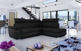 Kampinė sofa Loreto Sawana 14, Soft 11, juoda sp., dešininė, 210 x 260 cm x 102 cm
