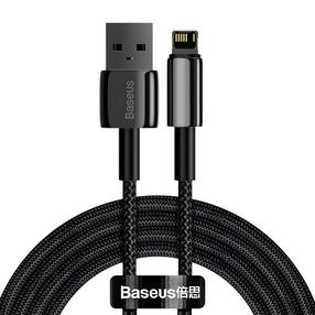 Vads Baseus Tungsten Gold, Lightning/USB Type A, 200 cm, melna krās.