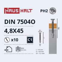 Savisriegis Haushalt DIN 7504O, 4.8 mm x 45 mm, 10 vnt.