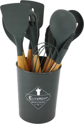 Virtuves piederumu komplekts Elitehoff E-6289, 32 cm, koka krās./pelēka krās., 13 gab.