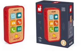 Mänguasi telefon Janod Sound, 12 cm, EN, pruun v./punane v.