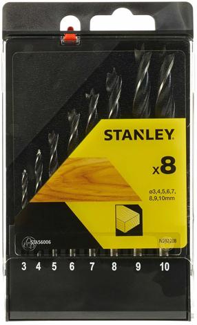 Набор сверл по дереву Stanley STA56006, дерево/ламинат, цилиндрический, 3 мм x 13.3 см