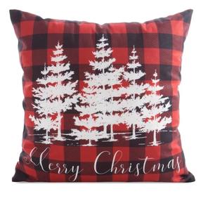 Kalėdinis dekoratyvinės pagalvėlės užvalkalas Merry Christmas, balta/juoda/raudona, 45 cm x 45 cm