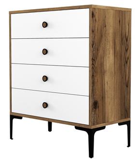 Komoda Kalune Design Lizbon 537, balta sp./riešuto sp., 90.7 cm x 76 cm x 40 cm