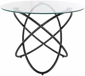 Valgomojo stalas Orbit, skaidrus/juodas, 100 cm x 100 cm x 74 cm