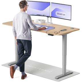 Kompiuterio stalas reguliuojamo aukščio Desktronic HomePro, 180 cm x 80 cm, 63 - 128 cm, pilka sp./bamboo sp.