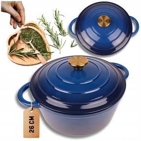 Emalēts čuguna katls King Hoff Hage, Ø26 cm, 5 l, zila krās.