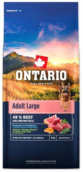 Sausā suņu barība Ontario Adult Large Beef and Brown Rice, liellopa gaļa, 12 kg
