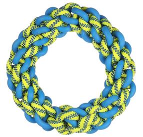 Rotaļlieta sunim, graužammanta suņiem Flamingo Tofla Ring 522570, 23 cm, Ø 23 cm, zila krās./dzeltena krās., L