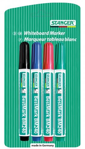 Valge tahvli marker Stanger BM240 002510, sinine v./must v./punane v., 4 tk