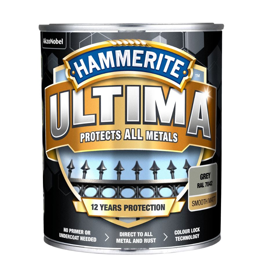 Emailvärv, korrosioonivastane metallkonstruktsioonidele Hammerite Ultima Matt, matt, 2.2 l, hall v.