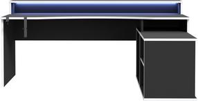 Rakstāmgalds un plaukts Forte TZRB214B3-M240, 200 cm x 69.8 cm, 73.5 cm, melna krās.
