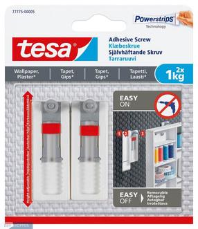 Kabliukai rėmeliui pakabinti Tesa Powerstrips, balta sp./pilka sp.