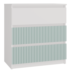 Komoda Malwa M3 Arteso, balta sp./mėtinė (mint) sp., 75 cm x 70 cm x 40 cm