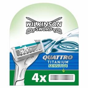 Бритвенные лезвия Wilkinson Sword Quattro Titanium Sensitive, 4 шт.