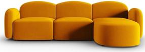 Kampinė sofa Micadoni Home Blair Velvet, geltona sp., dešininė, 272 x 155 cm x 80 cm