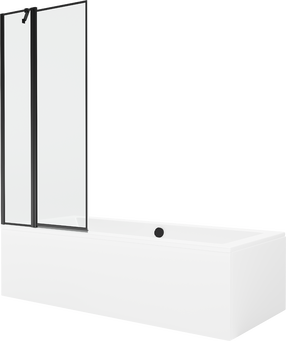 Vonia su sienele, laisvai pastatoma Mexen Cube, 180 cm x 80 cm x 39 cm, stačiakampis, skaidri sp./balta sp.