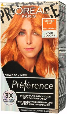 Juuksevärv L’Oréal Paris Preference Vivid Colors, copper (santa monica) v., 7.432, 60 ml