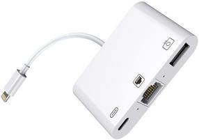 Adapteris MicroConnect Lightning - Lightning/RJ-45/USB LIGHT-HUB2 Lightning male, Lightning/RJ-45/USB - female, balta sp.