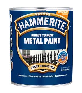 Emaliniai dažai, metalo konkstrukcijoms, apsaugant nuo korozijos Hammerite Smooth, blizgus, 0.75 l, balta sp.