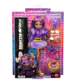 Lelle ar aksesuāriem Mattel Monster High Clawdeen Wolf JHK30, 28 cm, violeta krās.