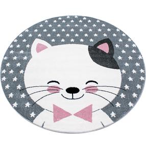 Kilimas vidaus Ayyildiz Kids Kitty, balta sp./pilka sp./rožinė sp., 120 cm x 120 cm
