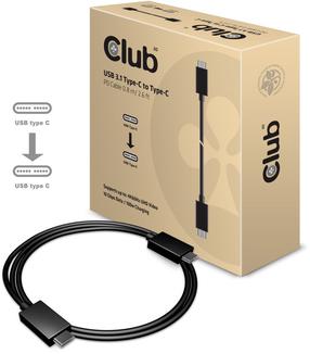 Кабель Club 3D USB Type-C male, USB Type-C male, 0.8 м, черный цв.