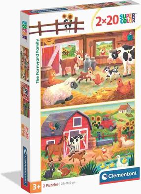 Puzle 2in1 Clementoni SuperColor The Farmyard Family 24818, 18.5 cm x 27 cm, 40 gab., daudzkrāsaina