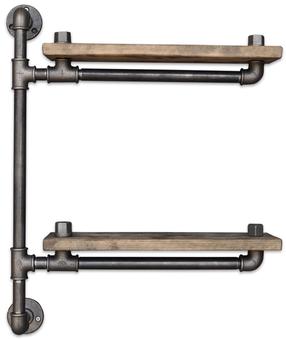 Sieninė lentyna Kalune Design Boru 76, juoda sp./riešuto sp., 47 cm x 13 cm x 60 cm
