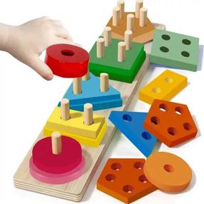 Formelių rūšiuoklė Kruzzel Wooden Puzzle, 5.5 cm, įvairių spalvų