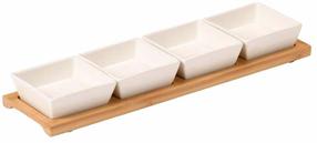 Servēšanas komplekts Kesper, 35 cm x 9.4 cm x 4.3 cm, brūna krās./balta krās., koks/porcelāna