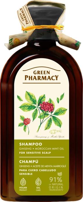 Šampūnas Green Pharmacy Ginseng and Moroccan Mint Oil, 350 ml