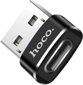 Адаптер Hoco USB - USB-C AKS_UA6 USB male, USB-C female, черный цв.
