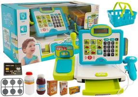 Veikala rotaļlietas Lean Toys Cash Register Set LT6737, zila krās./zaļa krās.