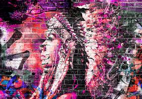 Fototapetas Artgeist Street Art - Graffiti With Profile Of A Woman In Shades Of Pink And Purple, 245 cm x 350 cm