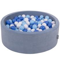 Baseinas su kamuoliukais KiddyMoon Foam Ball Pit Round 200 Balls, 90 cm x 90 cm, 200 vnt, mėlyna sp.