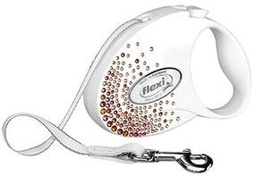 Automātiskā pavada Flexi Glam Splash Orient 2021, balta krās./oranža krās./rozā krās., S