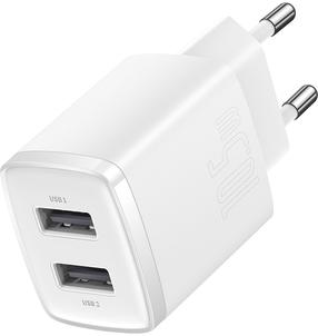 Telefono įkroviklis Baseus Compact Charger 2U, 2 x USB, 10 cm, balta sp., 10.5 W