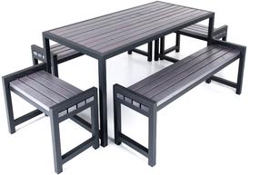 Lauko baldų komplektas DM Grill Garden 4, juoda sp./pilka sp., 6 vietų