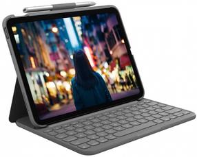 Tastatūra planšetdatoram Logitech Slim Folio Keyboard Case Apple iPad 10th Gen, Angļu (US), pelēka krās.