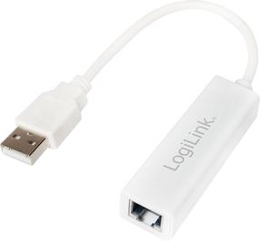 Adapteris Logilink USB 2.0 To Fast Ethernet RJ45 USB 2.0 A male, RJ-45 female, balta sp.