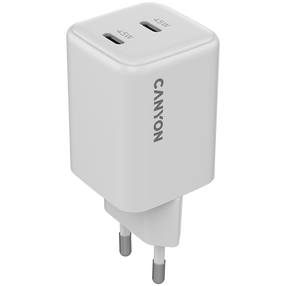 Telefona lādētājs Canyon CU45CC, 2 x USB Type-C, 4.8 cm, balta krās., 45 W