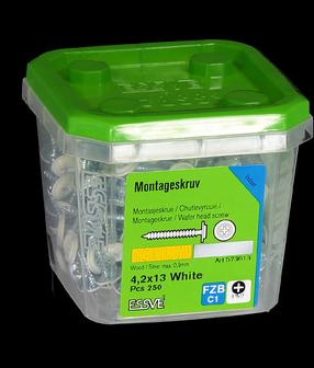 Montaažikruvi Essve, 4.2 mm x 13 mm, valge/RAL9010, 250 tk