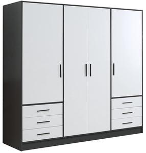 Шкаф Forte Jupiter JPTS86T-T10, белый цв./черный цв., 60 см x 206.5 см x 200 см