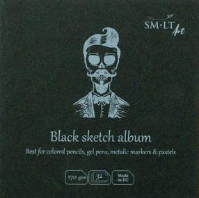 Бумага для рисования Smiltainis Sketch Pad, 14x14 см, 170 g/m², черный цв., 14 см x 14 см, 32 стр. шт.